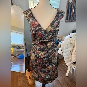 Kay Unger Multicolor Floral brocade Dress